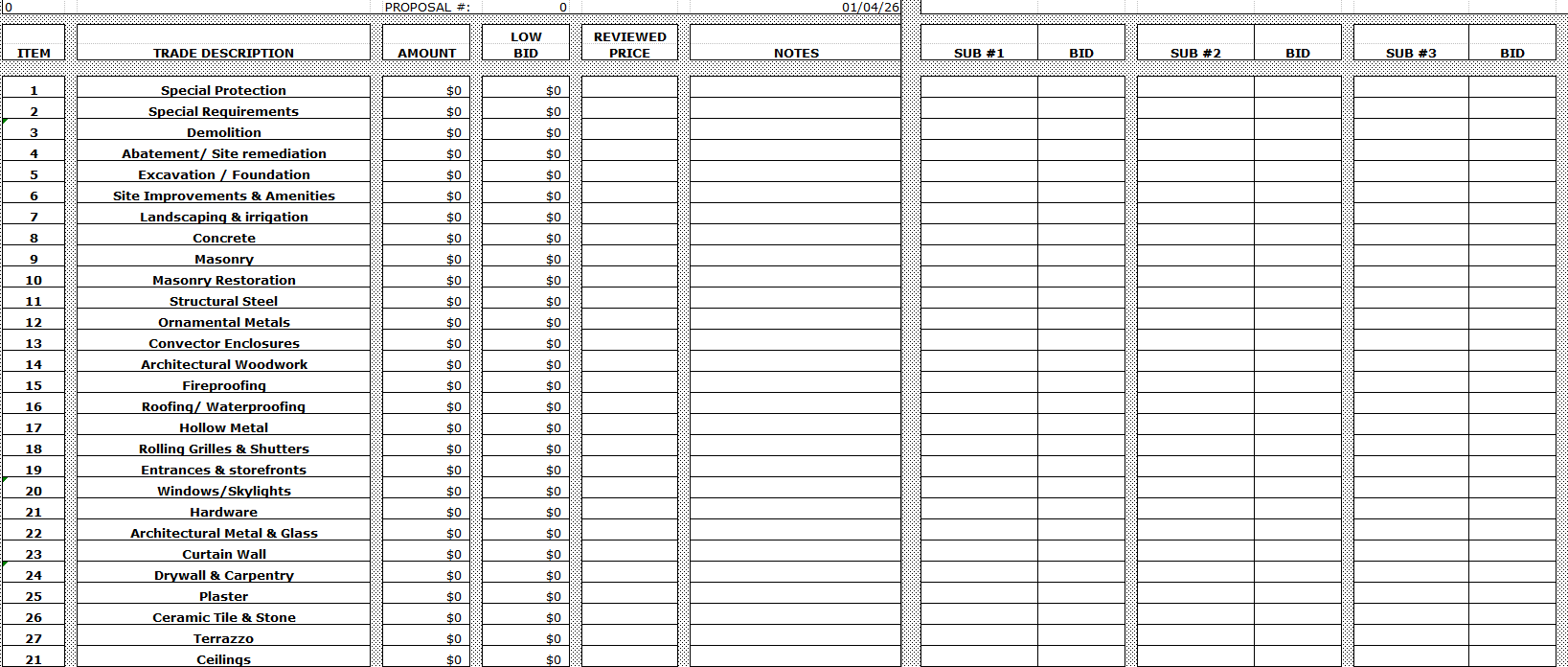 Construction Estimate Template Preview